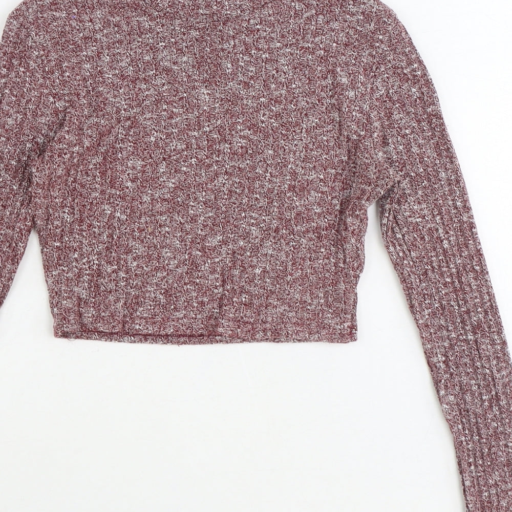 Boohoo Womens Purple Round Neck Polyester Pullover Jumper Size 6 Pullover