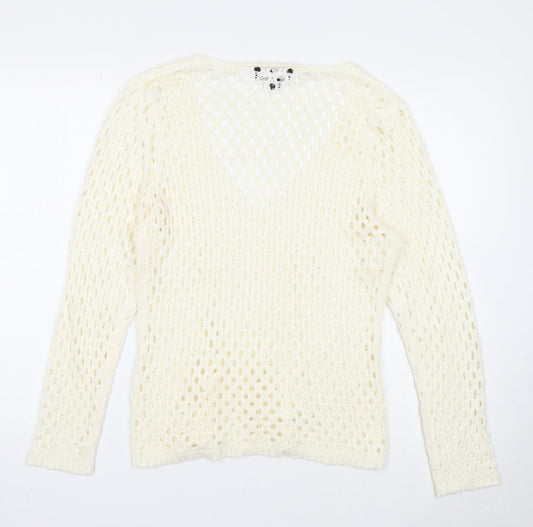 Womens UK Size 4 Marble White Pullover Jumper