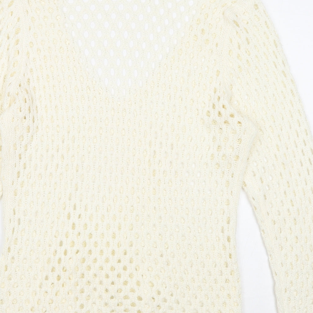 Womens UK Size 4 Marble White Pullover Jumper