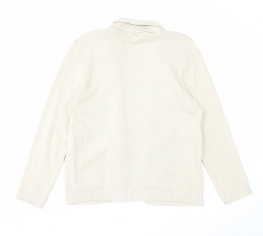 Glimpse Womens Beige Scoop Neck Acrylic Pullover Jumper Size M