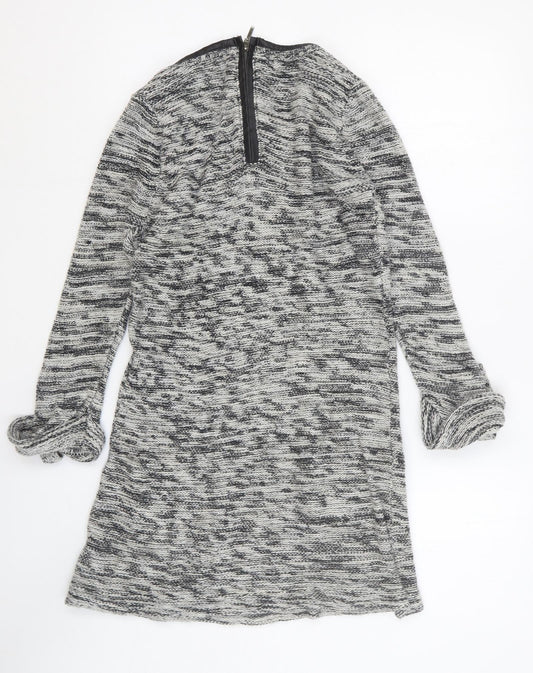 F&F Womens Grey Cotton Jumper Dress Size 6 Scoop Neck Pullover