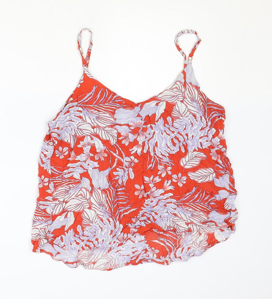 George Womens Red Floral Viscose Camisole Tank Size 8 Scoop Neck