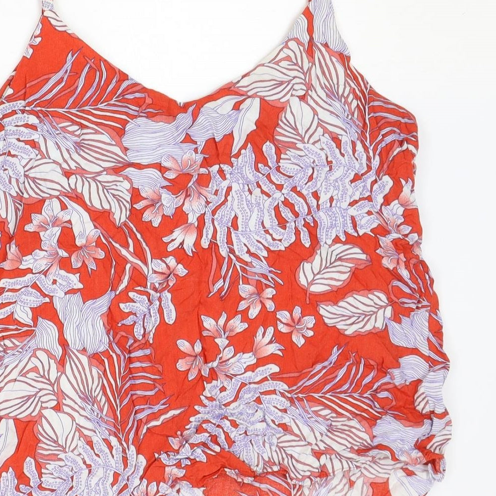 George Womens Red Floral Viscose Camisole Tank Size 8 Scoop Neck