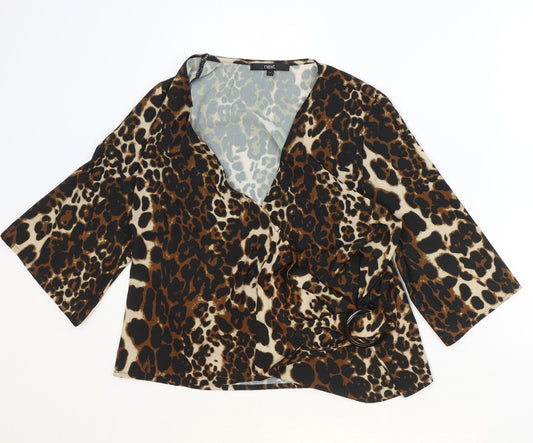 Womens UK Size 10 NEXT Brown Wrap Blouse
