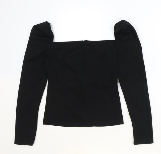 SheIn Womens Black Polyester Basic Blouse Size M Square Neck