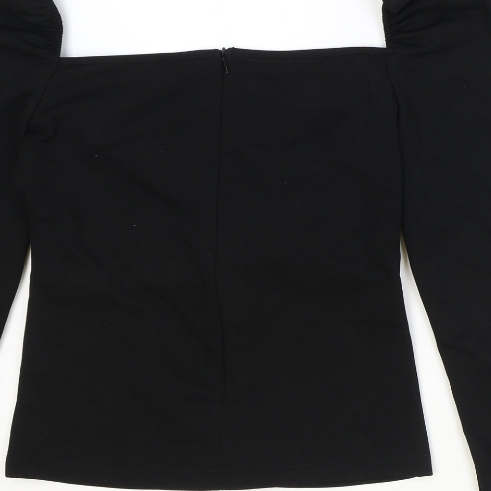 SheIn Womens Black Polyester Basic Blouse Size M Square Neck
