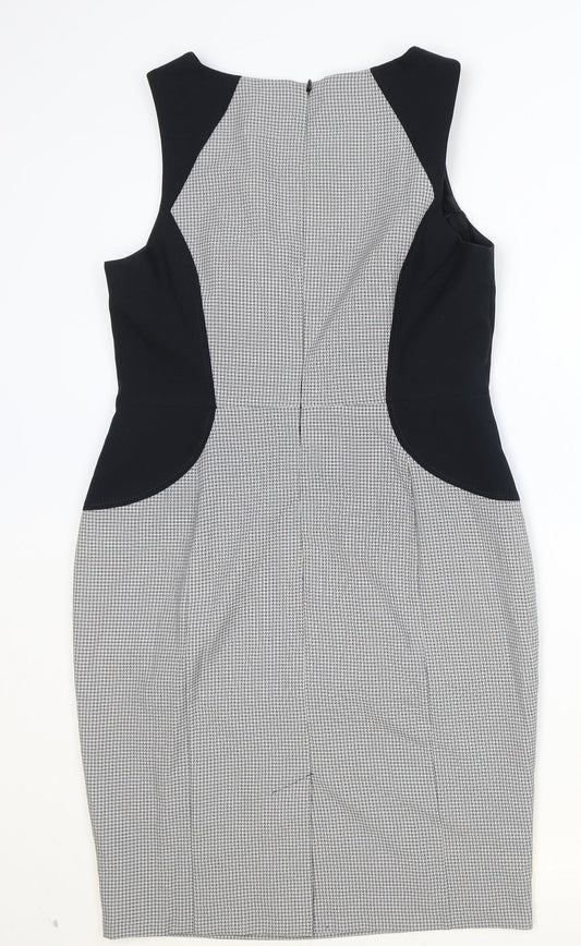 South Womens Grey Polyester Pencil Dress Size 12 Boat Neck Zip