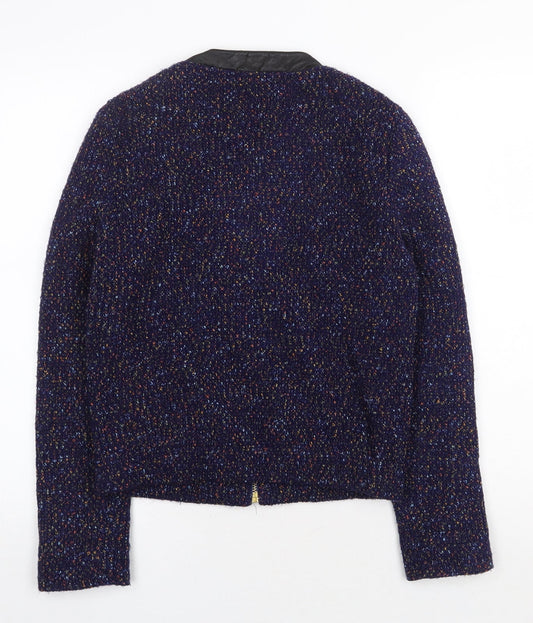 Yumi Womens Blue Geometric Jacket Size 8 Zip