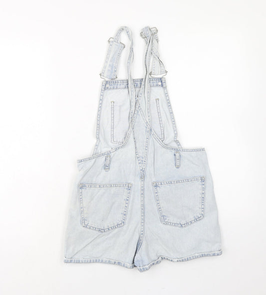 Topshop Womens Blue Cotton Dungaree One-Piece Size 6 Button