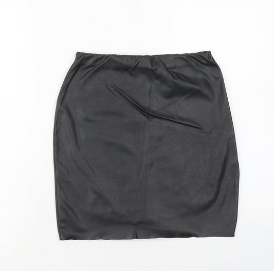 Boohoo Womens Black Polyester Straight & Pencil Skirt Size 8