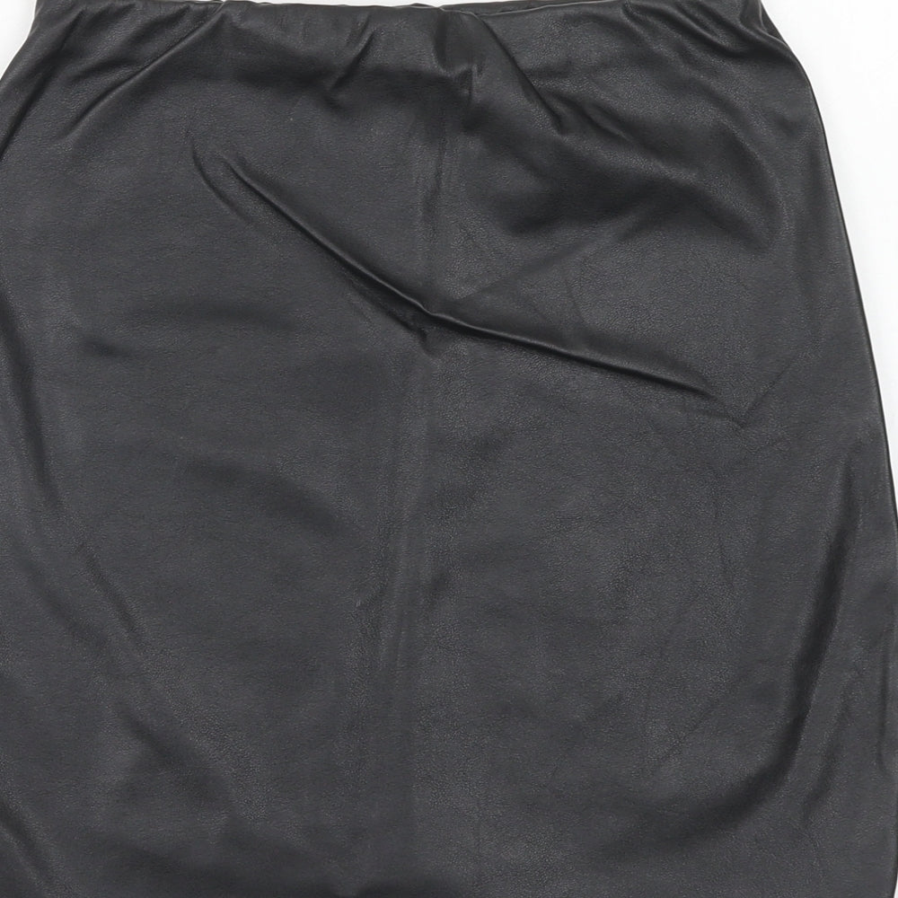 Boohoo Womens Black Polyester Straight & Pencil Skirt Size 8