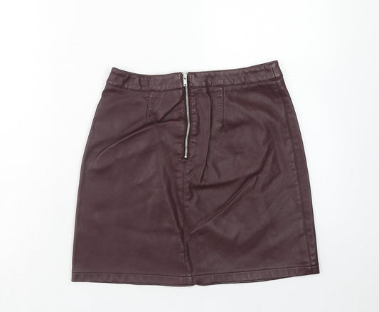 George Womens Purple Polyurethane Straight & Pencil Skirt Size 8 Zip