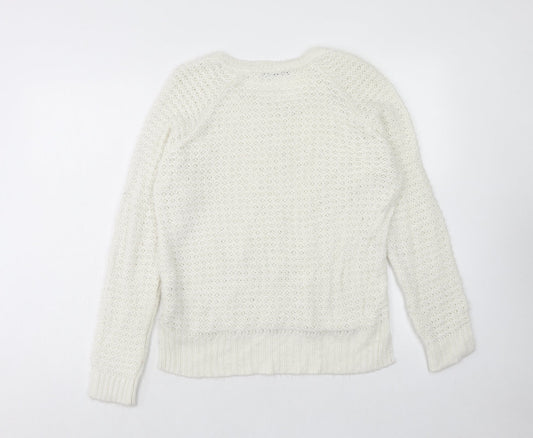 George Womens Ivory Scoop Neck Acrylic Pullover Jumper Size 12