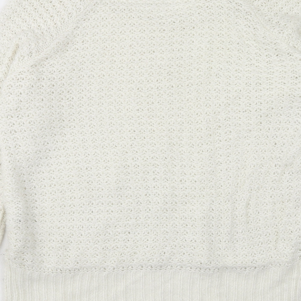 George Womens Ivory Scoop Neck Acrylic Pullover Jumper Size 12