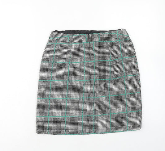 Papaya Womens Grey Plaid Polyester Mini Skirt Size 8 Zip