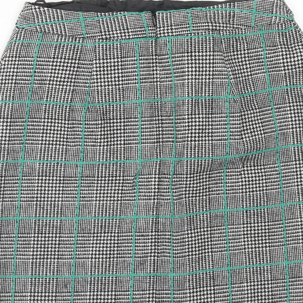 Papaya Womens Grey Plaid Polyester Mini Skirt Size 8 Zip