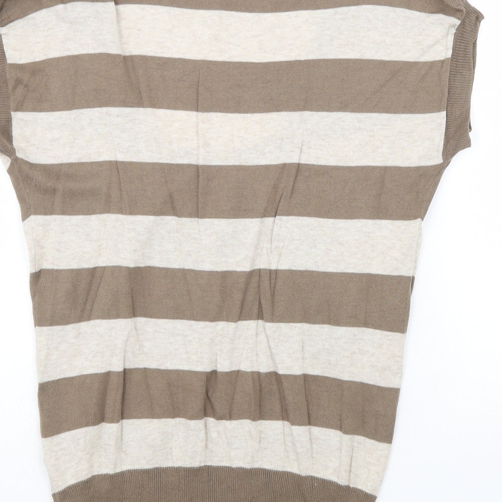 Gap Womens Beige Square Neck Striped 100% Cotton Pullover Jumper Size XS