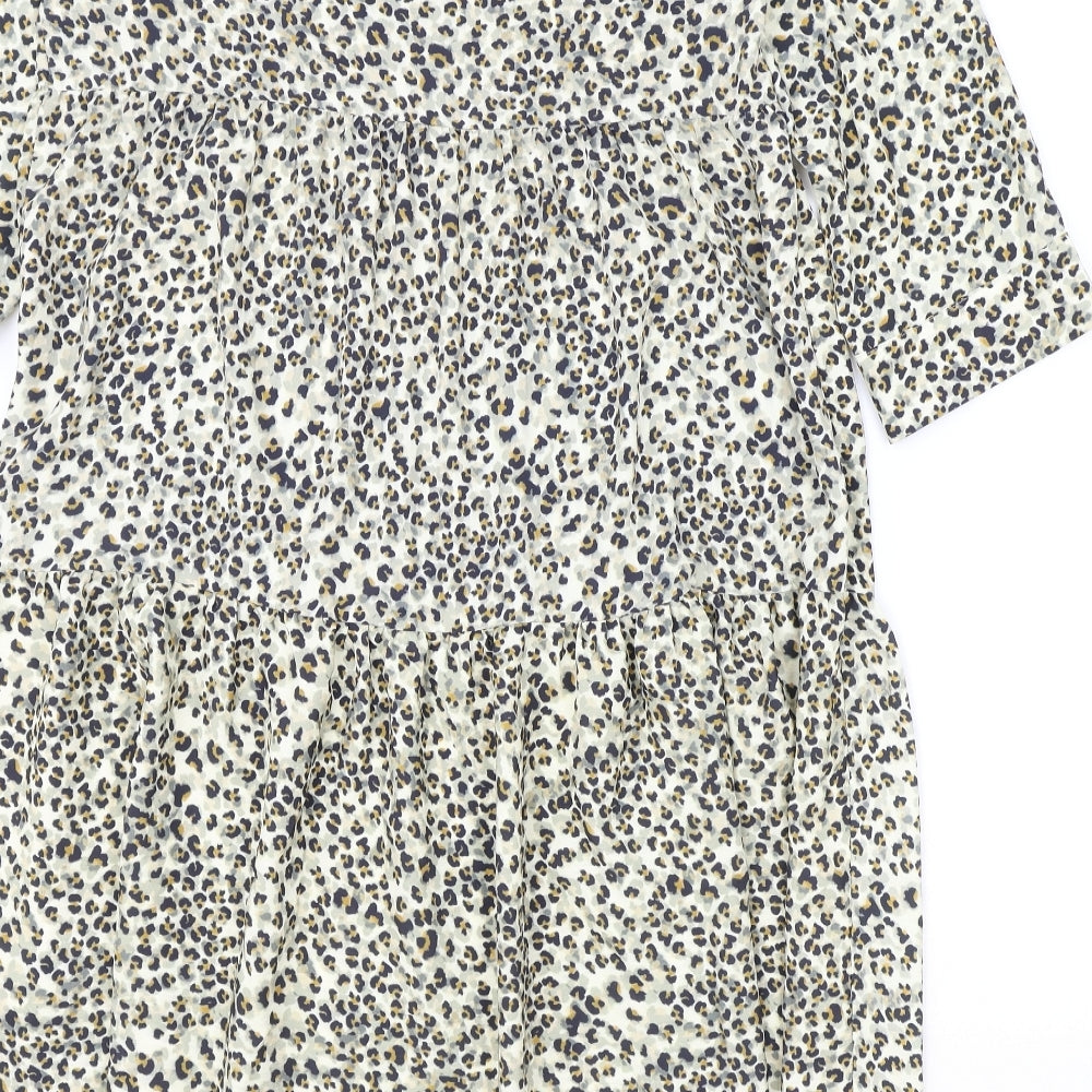 Primark Womens Brown Animal Print Polyester A-Line Size 10 V-Neck Pullover - Leopard Pattern