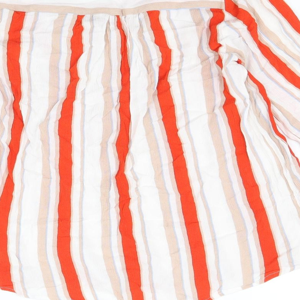 b.young Womens Multicoloured Striped Viscose Basic Blouse Size 12 V-Neck