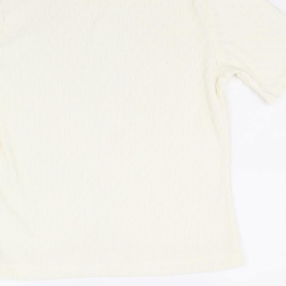 Bonmarché Womens Ivory Polyester Basic T-Shirt Size S Scoop Neck - Size S-M