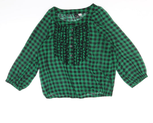 Womens UK Size 10 Divided by H&M Green Cropped Blouse