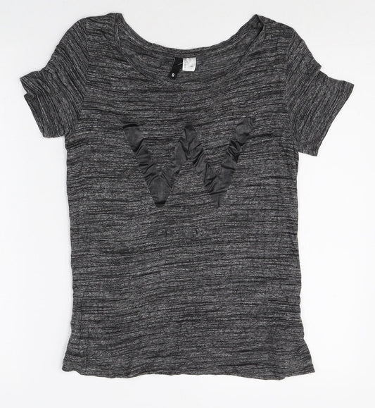 Womens UK Size S Divided Grey Basic T-Shirt