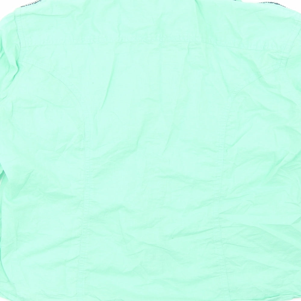 Scottage Womens Green Cotton Basic Button-Up Size 4 Collared