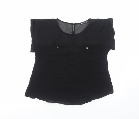Womens UK Size 8 Atmosphere Black Basic T-Shirt