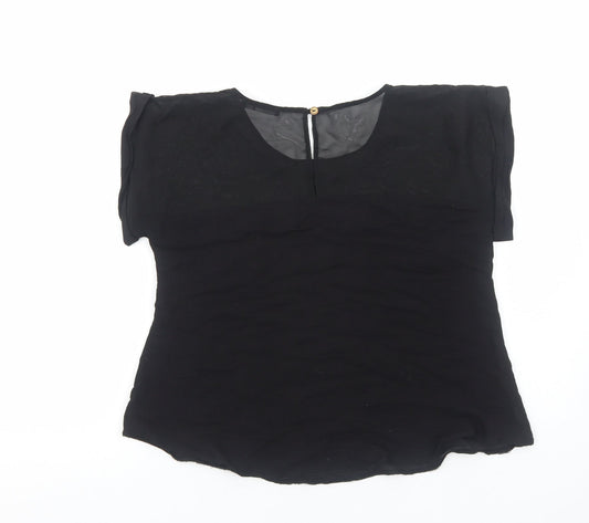 Womens UK Size 8 Atmosphere Black Basic T-Shirt
