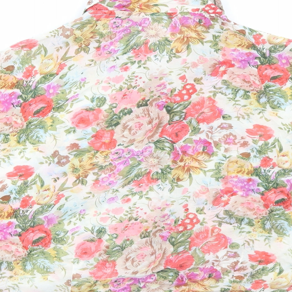 Womens UK Size M Preworn Multicoloured Cropped Button-Up