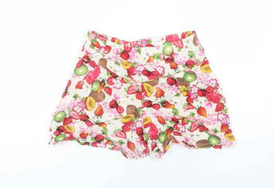 Papaya Womens White Floral Viscose Basic Shorts Size 8 Regular Zip