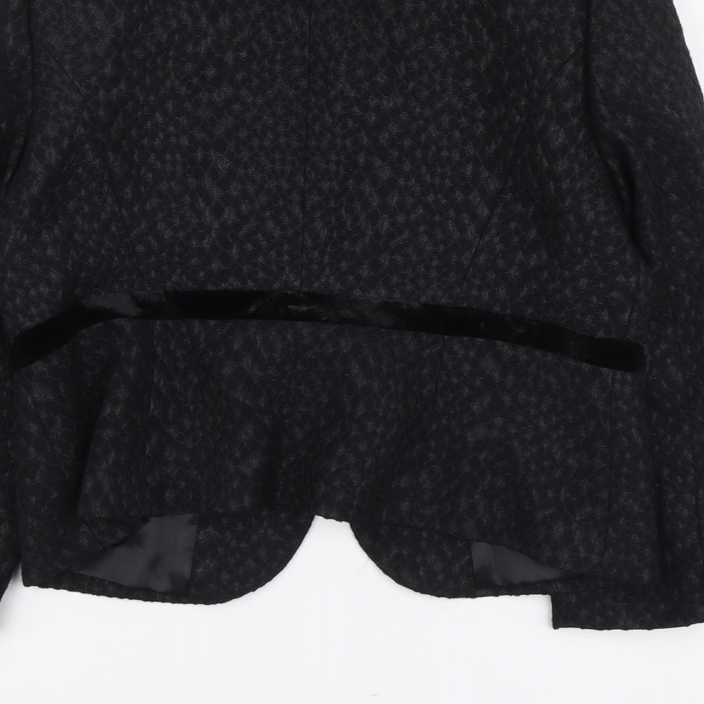 Per Una Womens Black Geometric Polyester Jacket Blazer Size 14
