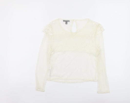Womens UK Size 10 Topshop Ivory Cropped Blouse