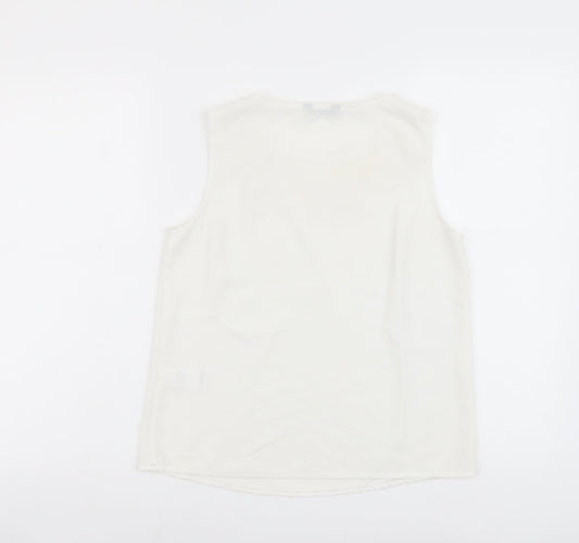 F&F Womens White Polyester Basic Tank Size 8 Scoop Neck