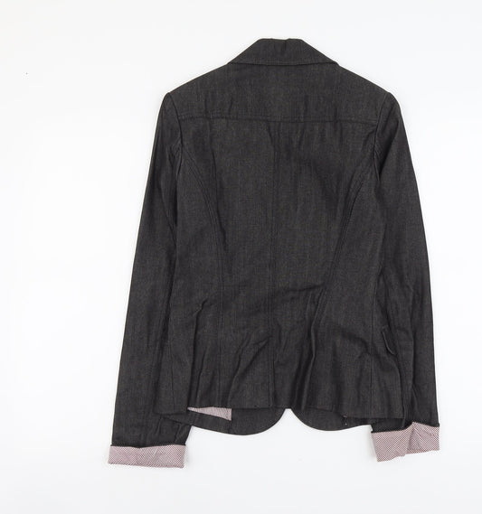 New Look Womens Grey Cotton Jacket Blazer Size 10