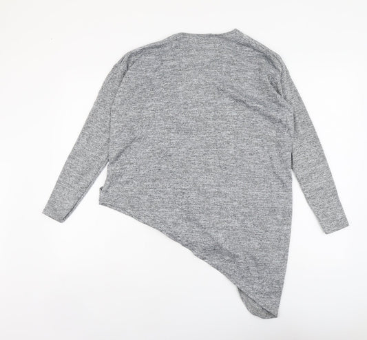 Boohoo Womens Grey Polyester Basic Blouse Size S V-Neck