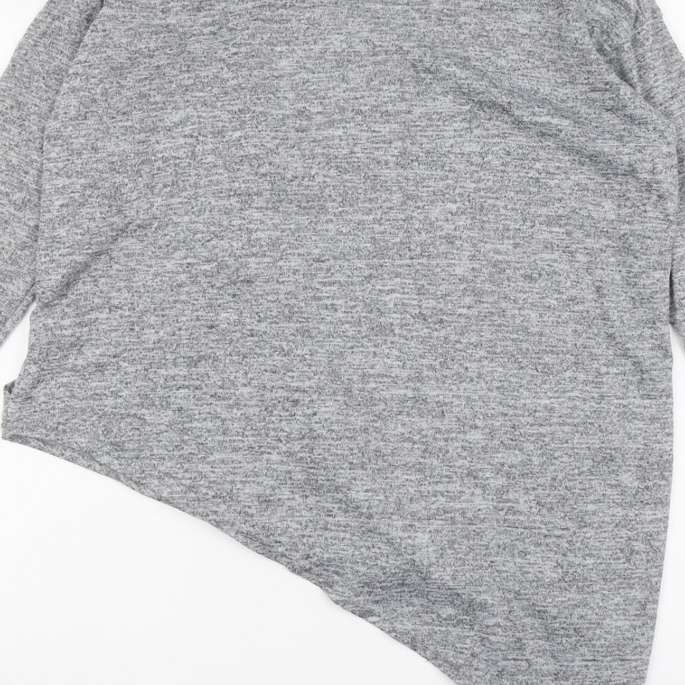 Boohoo Womens Grey Polyester Basic Blouse Size S V-Neck