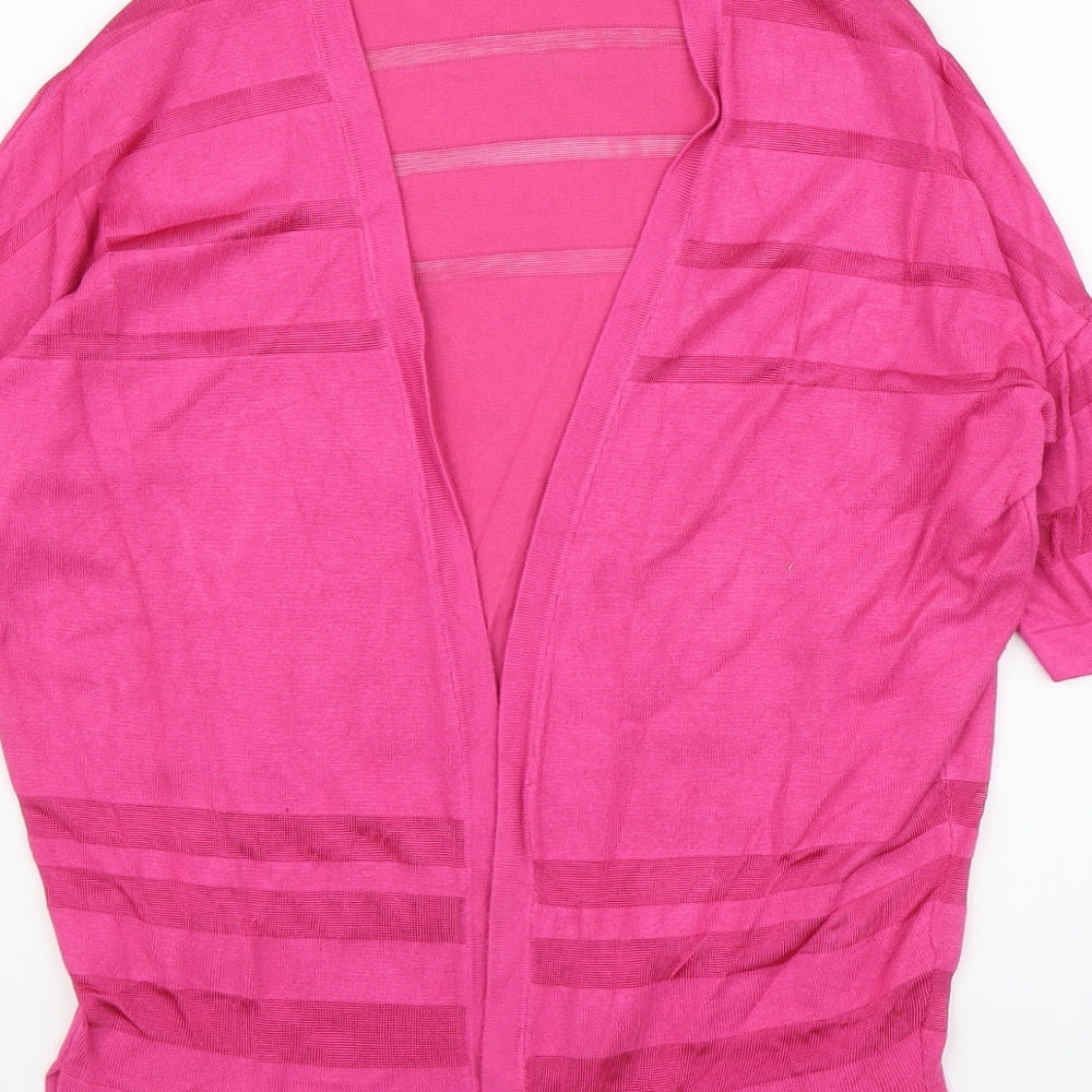 Nutmeg Womens Pink V-Neck Striped Viscose Cardigan Jumper Size 10