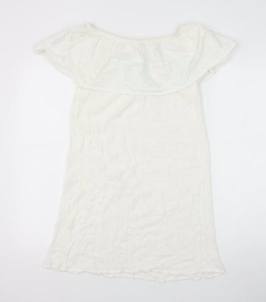 Accessorize Womens White Polyester A-Line Size XS Off the Shoulder Pullover