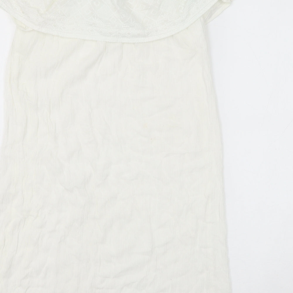 Accessorize Womens White Polyester A-Line Size XS Off the Shoulder Pullover