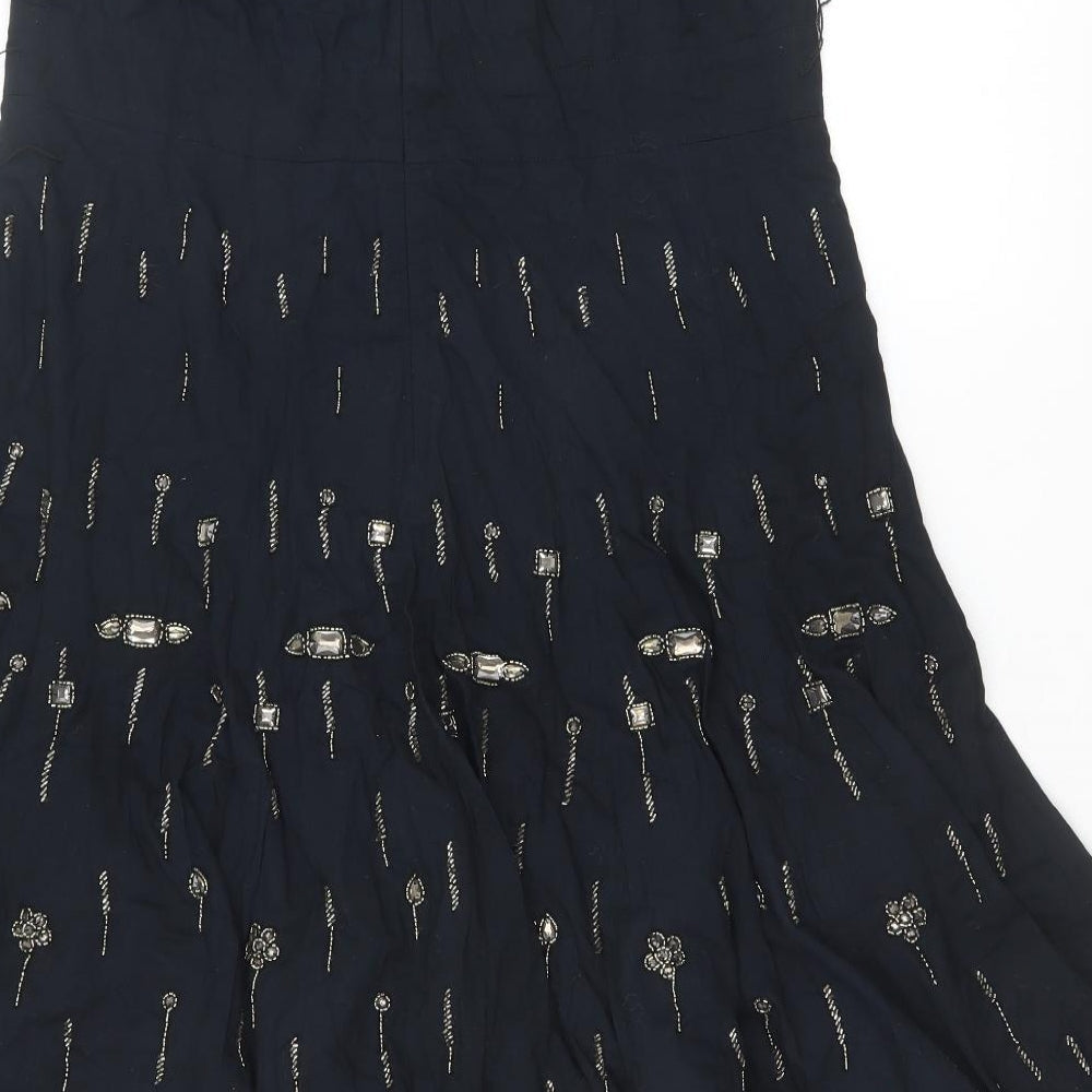 Debenhams Womens Black Polyester A-Line Size 16 Off the Shoulder Zip