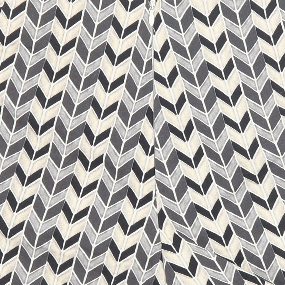 Topshop Womens Black Geometric Polyester Basic Shorts Size 14 Regular Zip