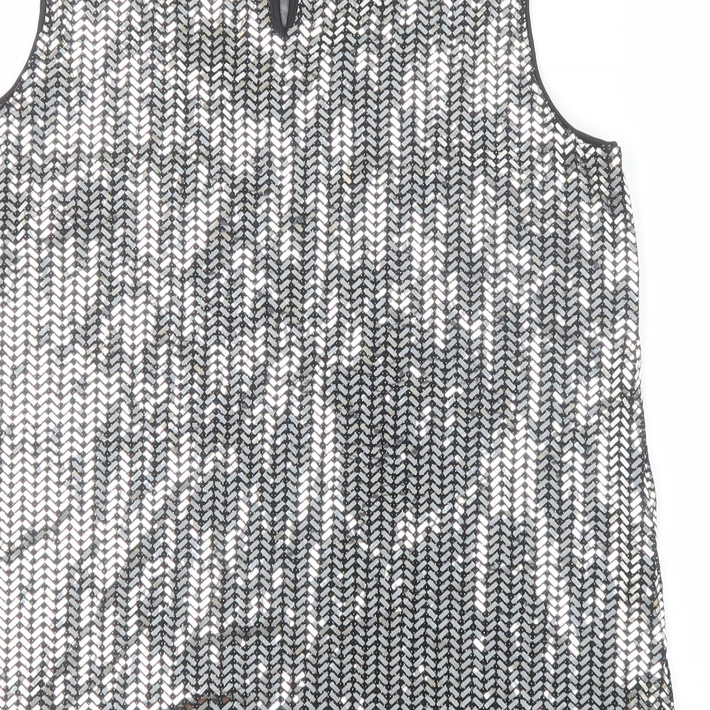 Womens UK Size 10 Dorothy Perkins Silver Basic Tank