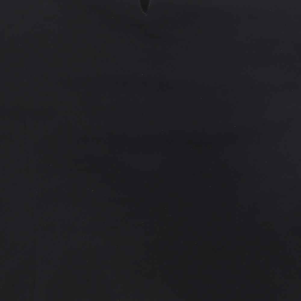 First Avenue Womens Black Polyester Basic T-Shirt Size 14 Round Neck