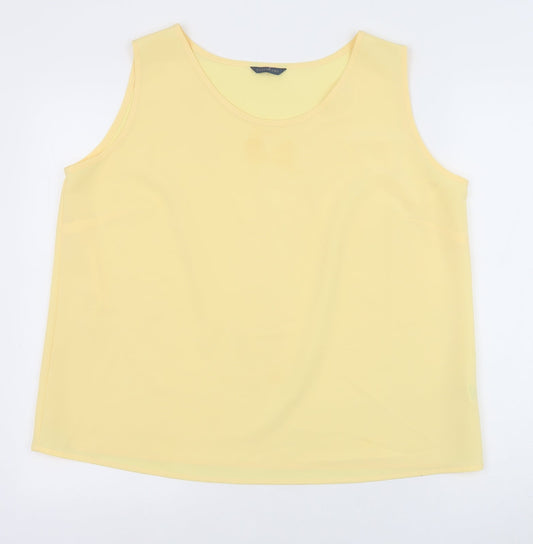 Debenhams Womens Yellow Polyester Basic Tank Size 14 Round Neck
