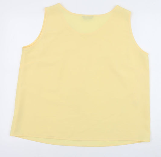 Debenhams Womens Yellow Polyester Basic Tank Size 14 Round Neck