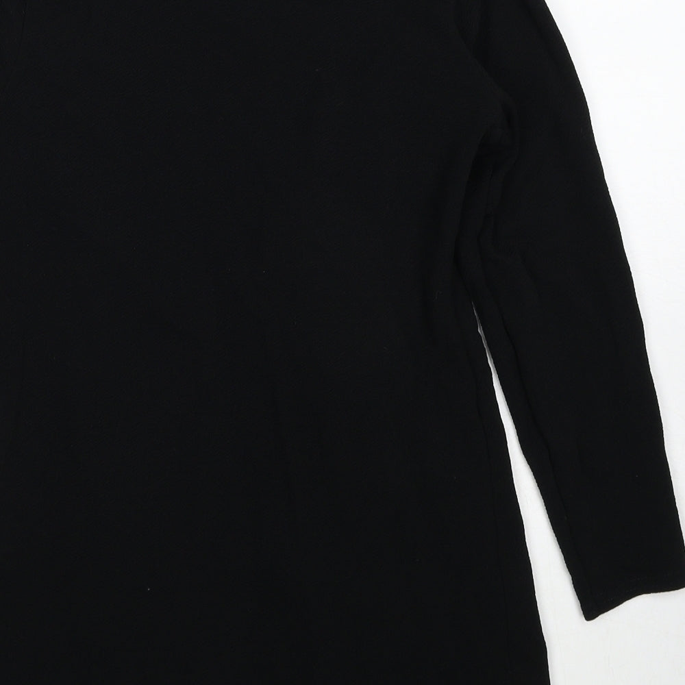 Miss Sassy Womens Black Polyester Kimono Blouse Size S V-Neck
