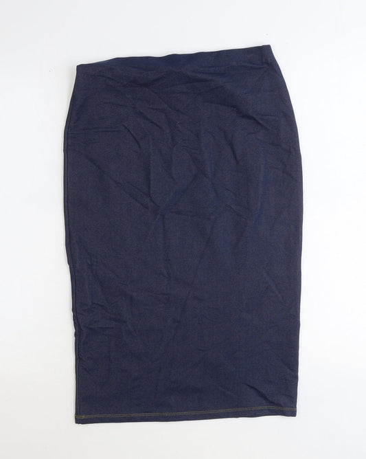 Dorothy Perkins Womens Blue Polyester Straight & Pencil Skirt Size 10