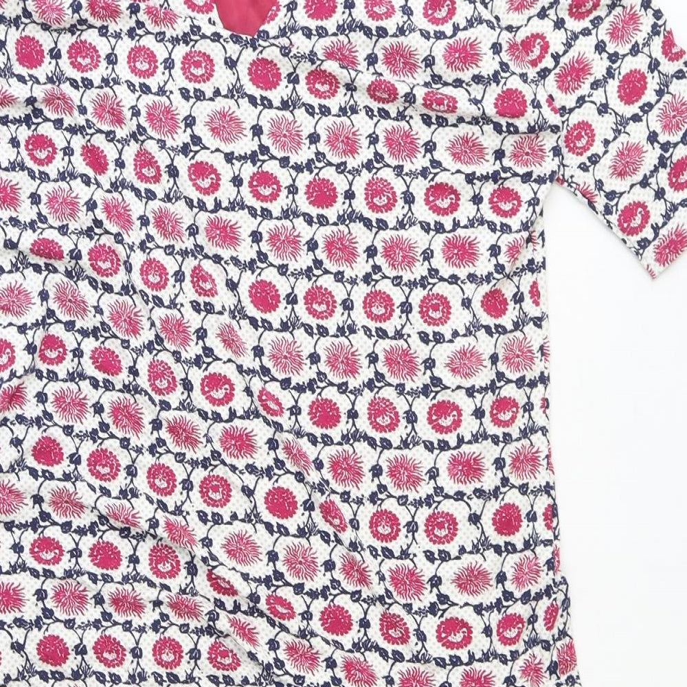 NEXT Womens Red Geometric Polyester A-Line Size 8 V-Neck Pullover - Pleated