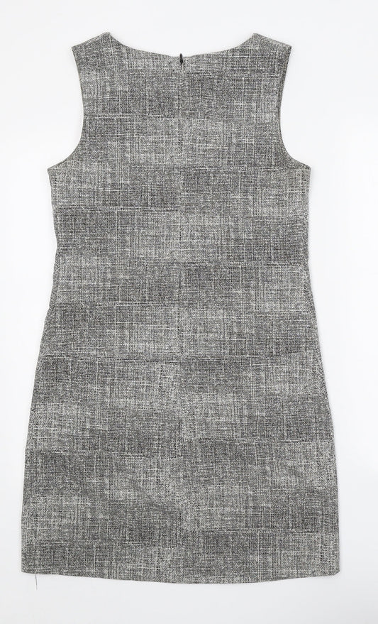 Papaya Womens Grey Cotton A-Line Size 8 V-Neck Zip
